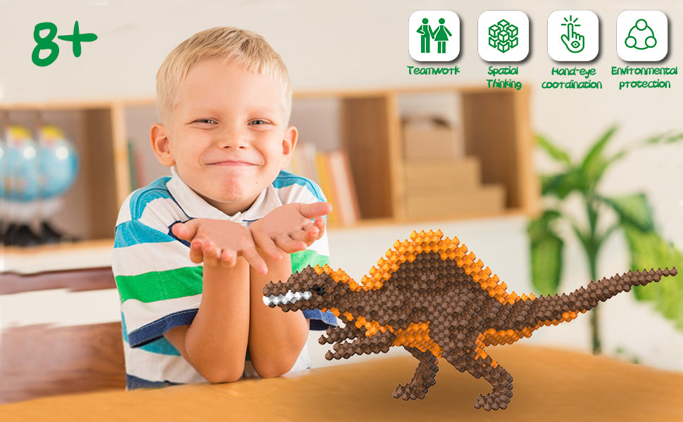 KADELE Fun Dinosaur Building Set 418PCS, Spinosaurus Creative Educational Toys Boys Girls 8+, Animal Figures Building Kit Model Jurassic Dino Blocks Toy Dispaly Present for Kids & Adults