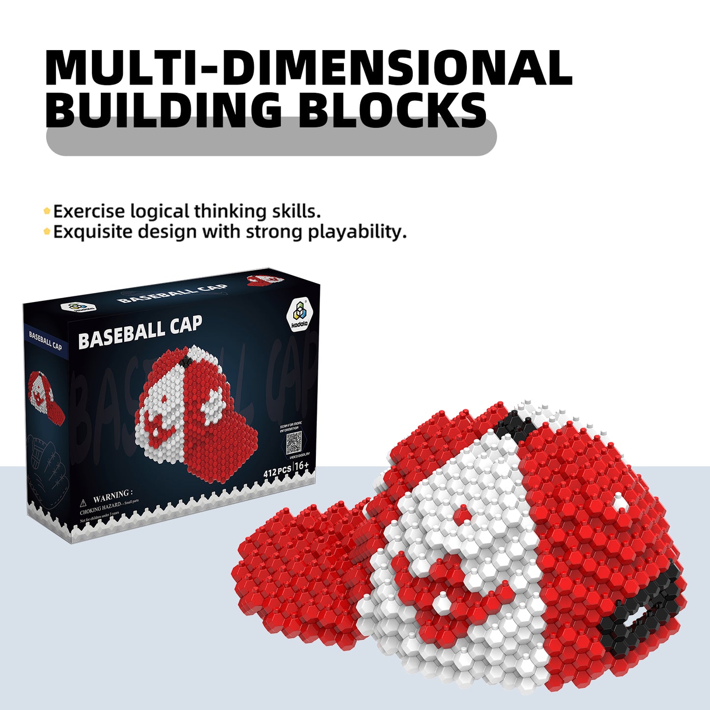 Baseball Cap Block Set, Adults challenging STEM Block Decorations, Miniature 3D Educational Toys for Ages 16 and Above