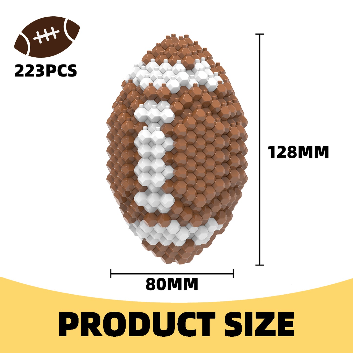 Football Block Set, Adults challenging STEM Block Decoration, Miniature 3D Educational Toys for 14 Years and Above, (223 Pieces)