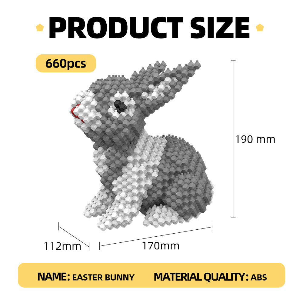 KADELE Ensemble de construction de lapins de Pâques, blocs de construction STEM extrêmement difficiles pour adultes et enfants, jouets éducatifs micro 3D pour garçons et filles de 8 ans et plus (660 pièces)