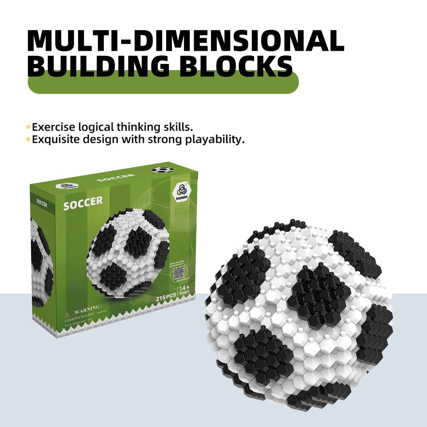 Fun Soccer Building Set 215PCS, Extremely Challenging STEM Building Blocks Decor for Adults Kids, Micro 3D Educational Toys for Boys Girls Ages 14 and Above