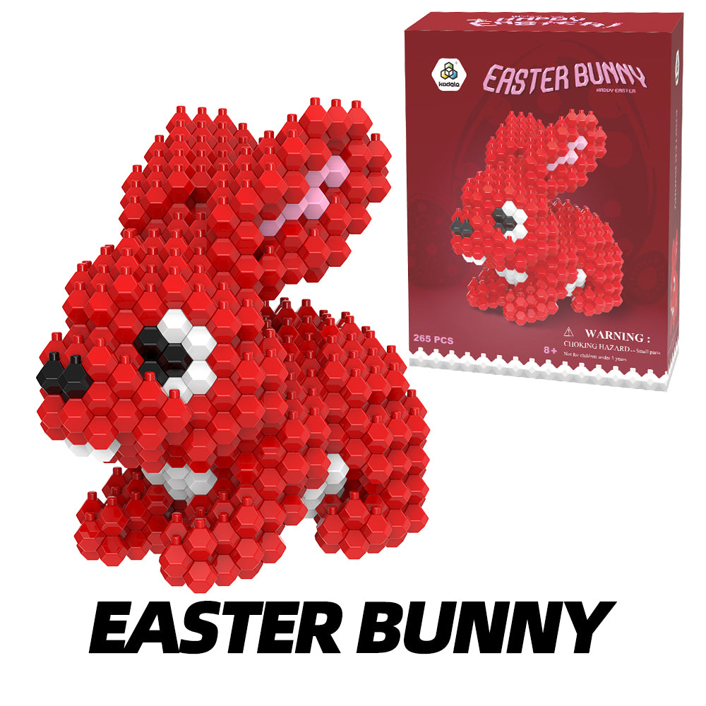 KADELE Ensemble de construction d'animaux de Pâques en forme de lapin, blocs de construction STEM extrêmement difficiles pour adultes et enfants, jouets éducatifs micro 3D pour garçons et filles à partir de 8 ans (265 pièces)
