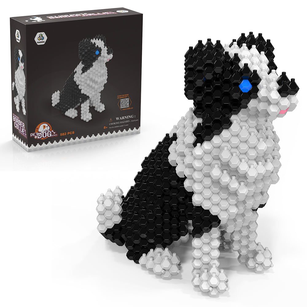 KADELE Ensemble de construction de chien mignon, blocs de construction STEM extrêmement difficiles, décoration pour adultes et enfants, micro jouets éducatifs 3D pour garçons et filles de 8 ans et plus, Border Collie