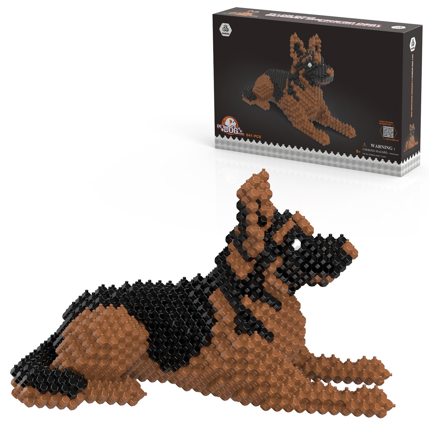 KADELE Ensemble de construction de chien mignon, blocs de construction STEM extrêmement difficiles pour adultes et enfants, micro jouets éducatifs 3D pour garçons et filles à partir de 8 ans, berger allemand