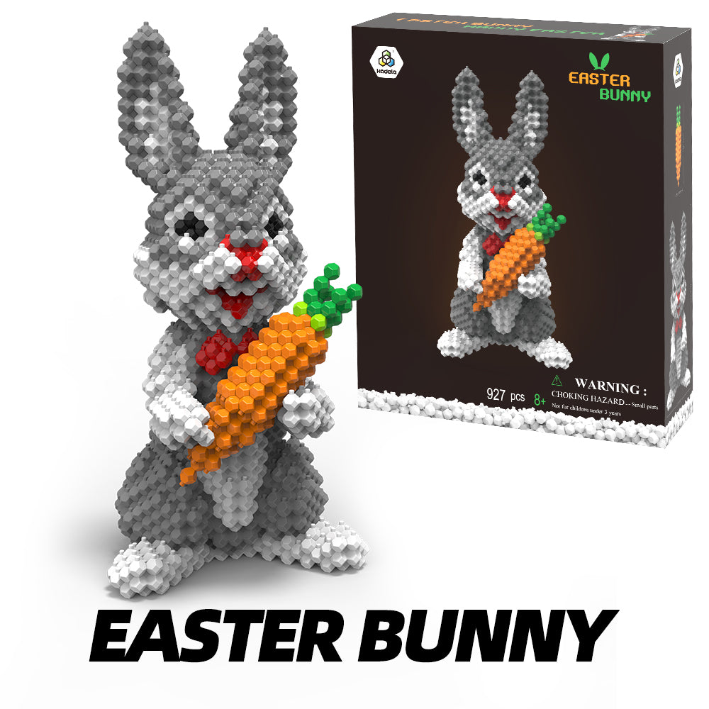 KADELE Ensemble de construction d'animaux de Pâques en forme de lapin, blocs de construction STEM extrêmement difficiles pour adultes et enfants, jouets éducatifs micro 3D pour garçons et filles de 8 ans et plus (927 pièces)