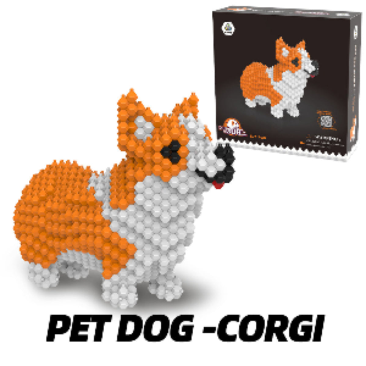 KADELE Ensemble de construction de chien mignon, blocs de construction STEM extrêmement difficiles pour adultes et enfants, micro jouets éducatifs 3D pour garçons et filles à partir de 8 ans, Corgi