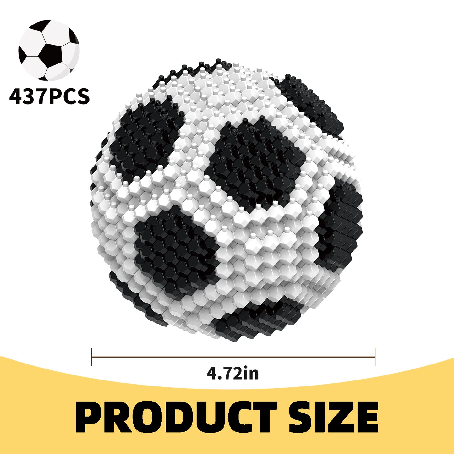 KADELE Soccer Ball Building Block Set, Adults' challenging STEM Block Decorations, Miniature 3D Educational Toys (437 Pieces)