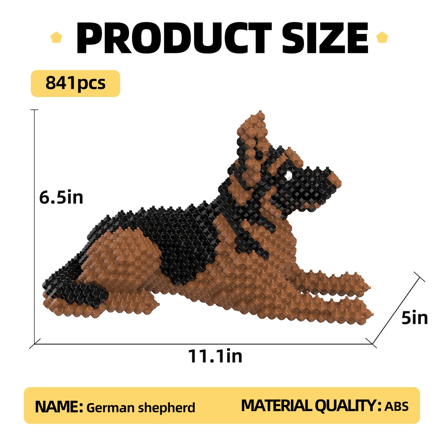 KADELE Ensemble de construction de chien mignon, blocs de construction STEM extrêmement difficiles pour adultes et enfants, micro jouets éducatifs 3D pour garçons et filles à partir de 8 ans, berger allemand