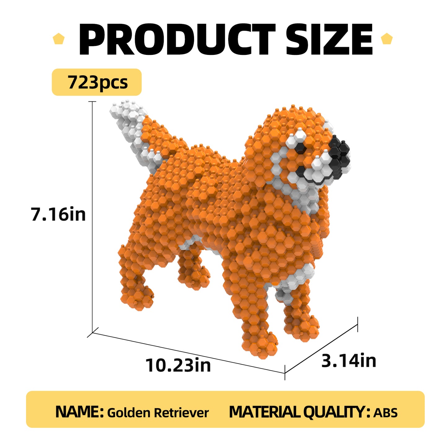 KADELE Ensemble de construction de chien mignon, blocs de construction STEM extrêmement difficiles pour adultes et enfants, micro jouets éducatifs 3D pour garçons et filles à partir de 8 ans, Golden Retriever