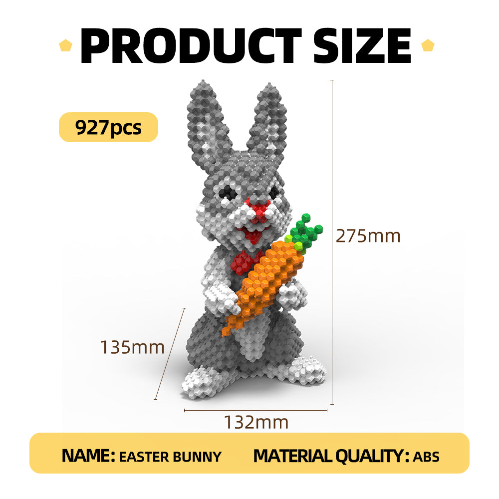 KADELE Ensemble de construction d'animaux de Pâques en forme de lapin, blocs de construction STEM extrêmement difficiles pour adultes et enfants, jouets éducatifs micro 3D pour garçons et filles de 8 ans et plus (927 pièces)
