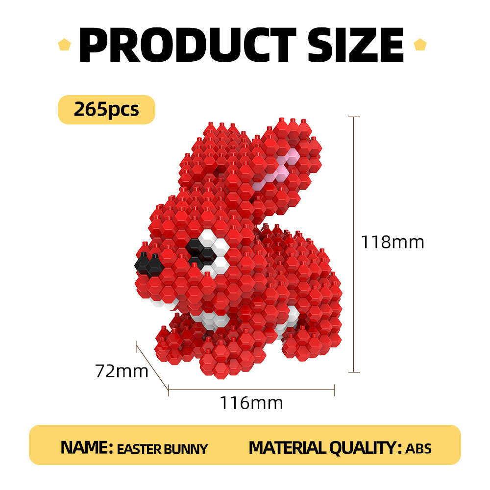 KADELE Ensemble de construction d'animaux de Pâques en forme de lapin, blocs de construction STEM extrêmement difficiles pour adultes et enfants, jouets éducatifs micro 3D pour garçons et filles à partir de 8 ans (265 pièces)