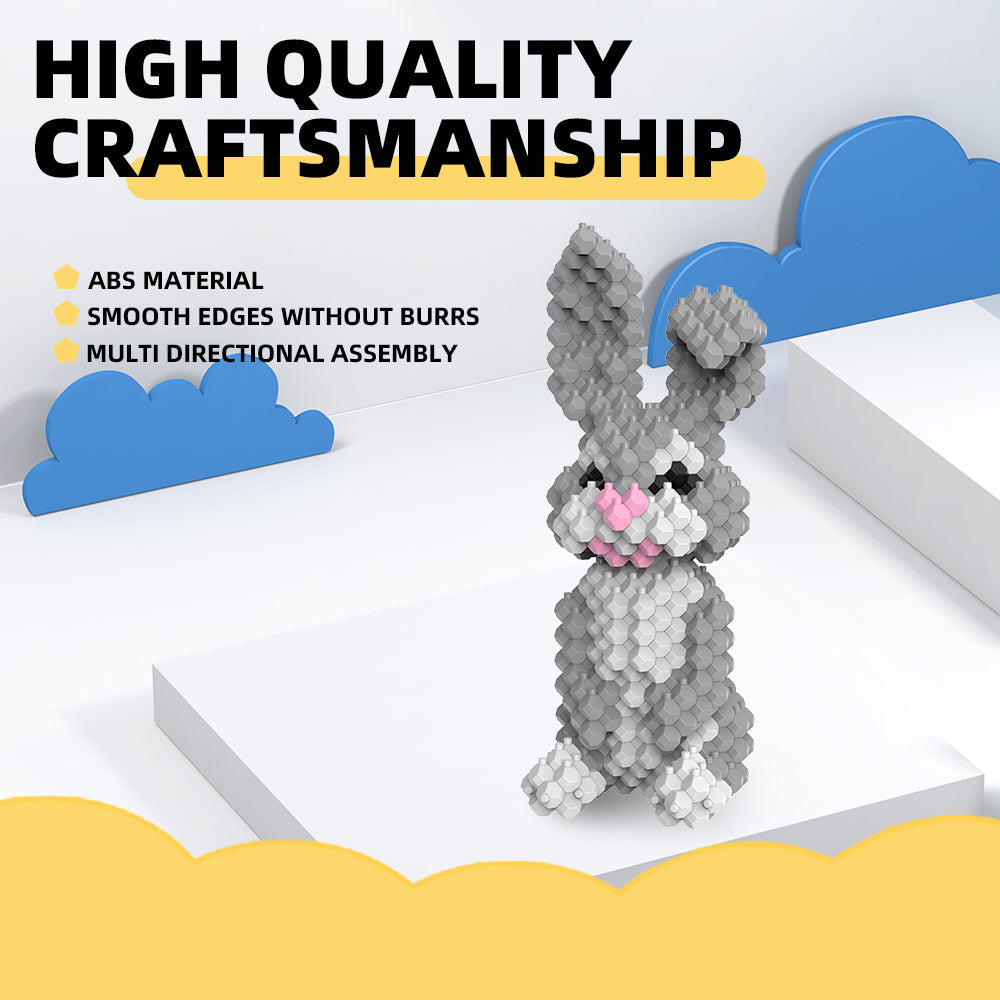 KADELE Ensemble de construction d'animaux en forme de lapin, blocs de construction STEM extrêmement difficiles pour adultes et enfants, jouets éducatifs micro 3D pour garçons et filles à partir de 8 ans pour enfants (305 pièces)