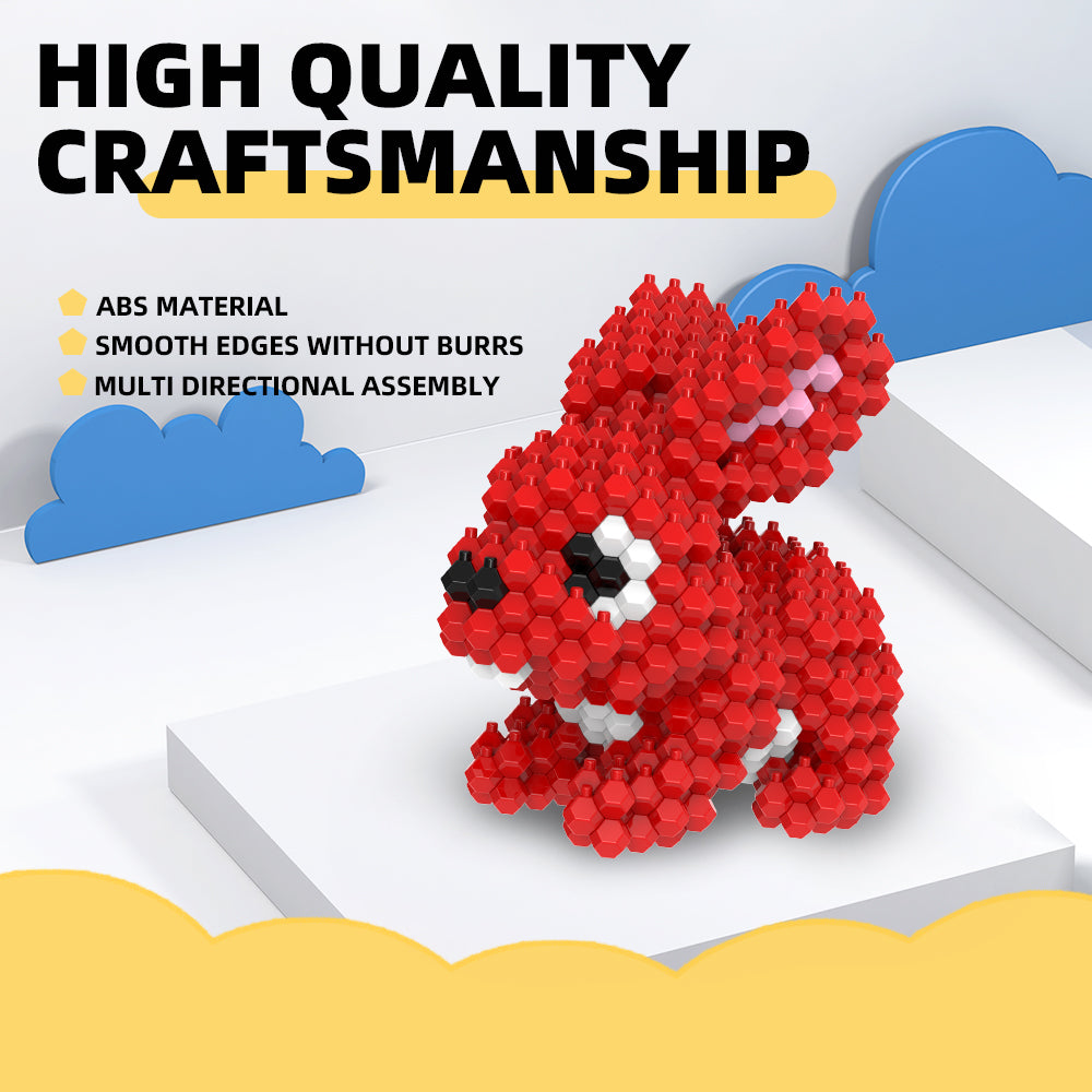 KADELE Ensemble de construction d'animaux de Pâques en forme de lapin, blocs de construction STEM extrêmement difficiles pour adultes et enfants, jouets éducatifs micro 3D pour garçons et filles à partir de 8 ans (265 pièces)