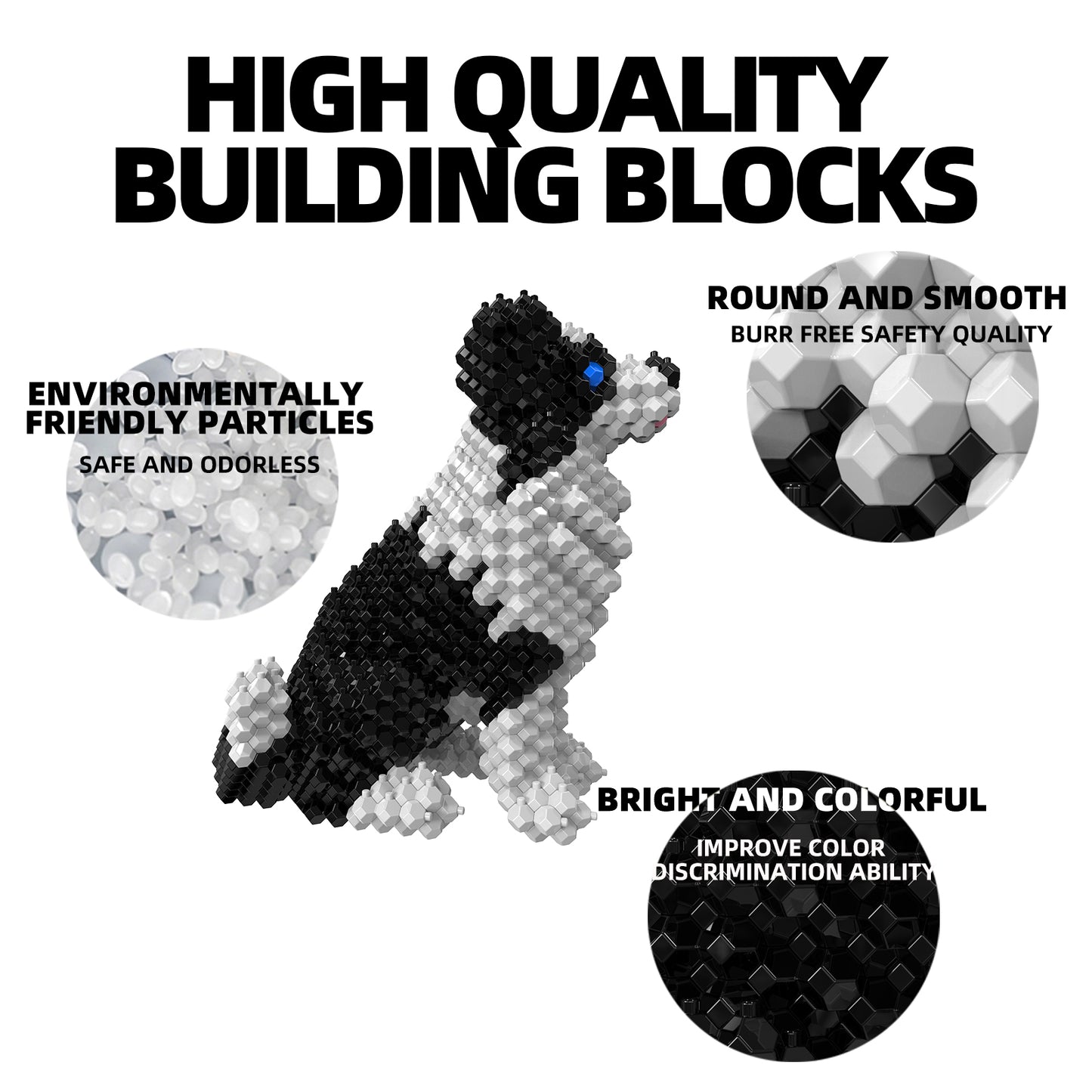 KADELE Ensemble de construction de chien mignon, blocs de construction STEM extrêmement difficiles, décoration pour adultes et enfants, micro jouets éducatifs 3D pour garçons et filles de 8 ans et plus, Border Collie