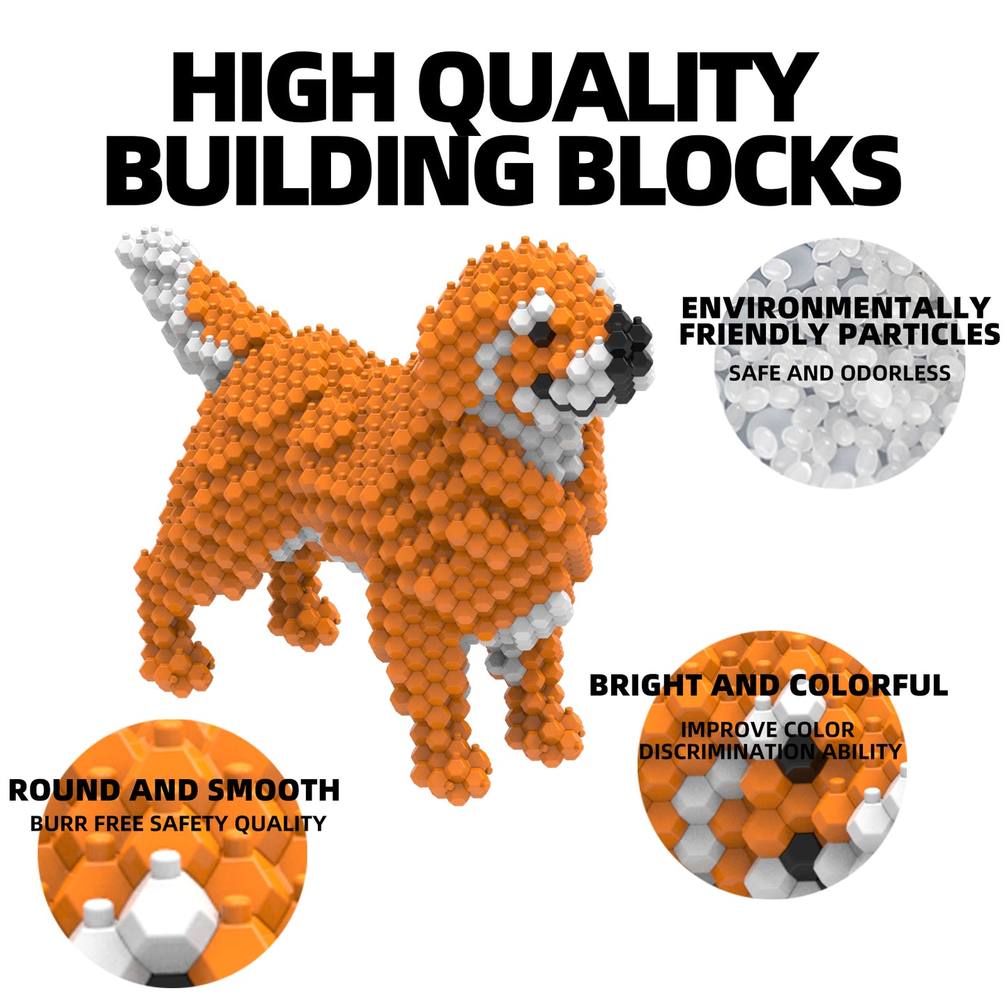 KADELE Ensemble de construction de chien mignon, blocs de construction STEM extrêmement difficiles pour adultes et enfants, micro jouets éducatifs 3D pour garçons et filles à partir de 8 ans, Golden Retriever
