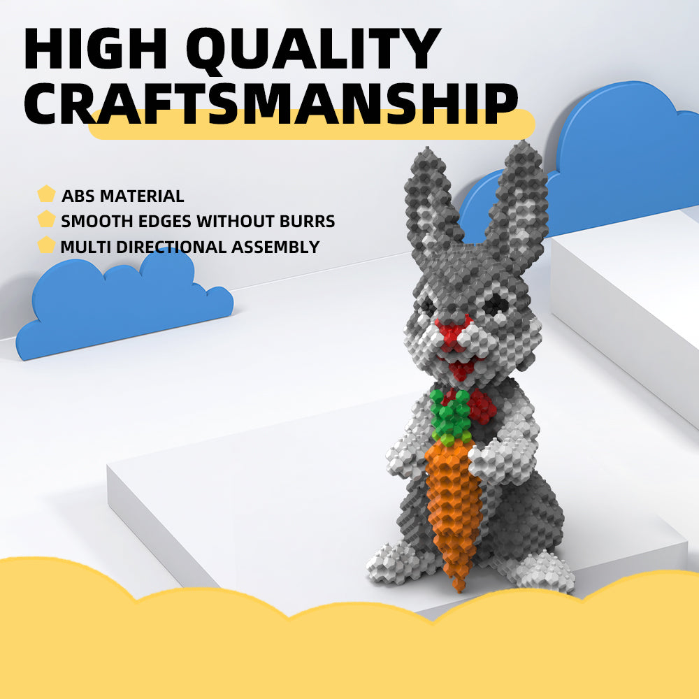 KADELE Ensemble de construction d'animaux de Pâques en forme de lapin, blocs de construction STEM extrêmement difficiles pour adultes et enfants, jouets éducatifs micro 3D pour garçons et filles de 8 ans et plus (927 pièces)
