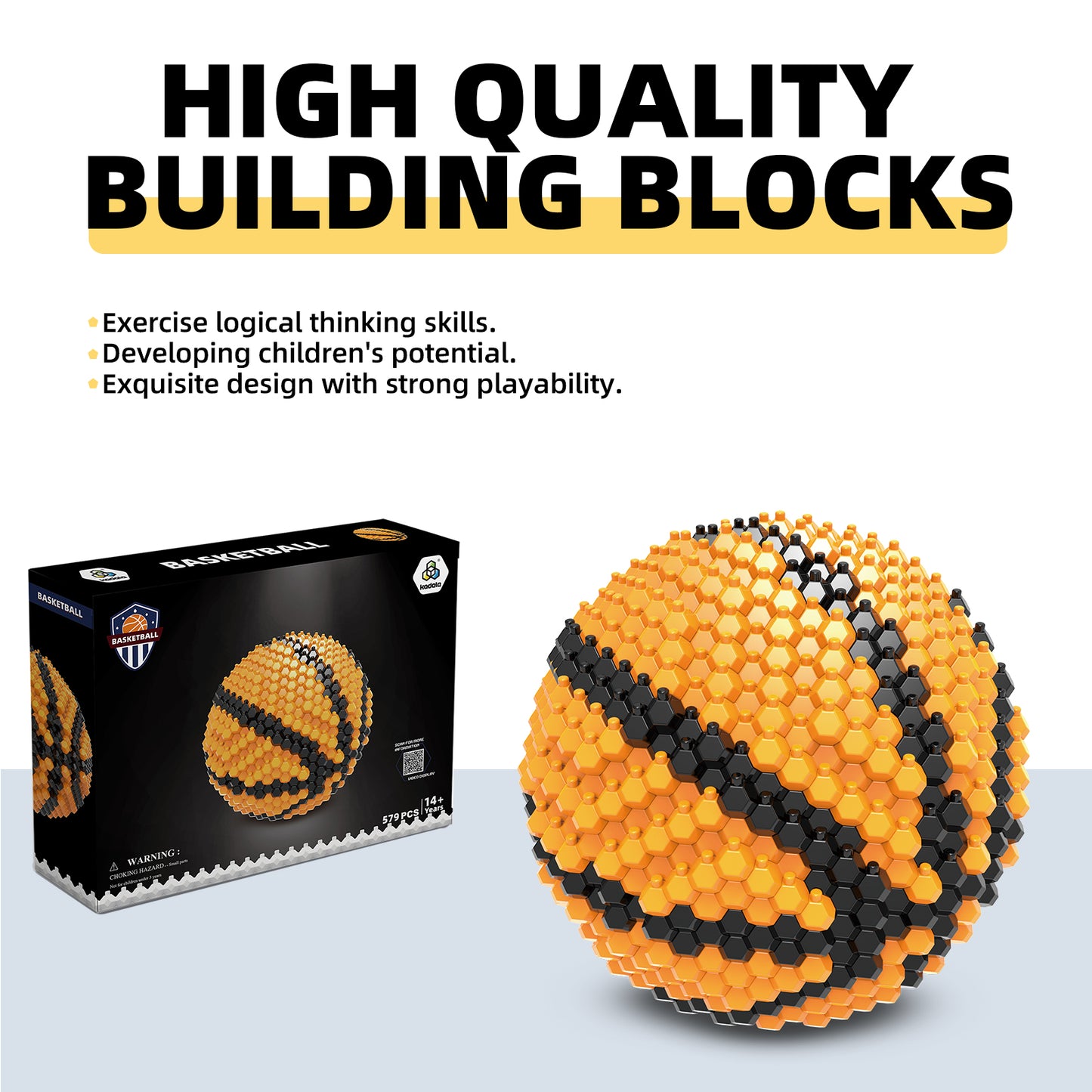 Ensemble de blocs de basket-ball KADELE, décorations de blocs STEM stimulantes pour adultes, jouets éducatifs miniatures 3D pour les 16 ans et plus (579 pièces)