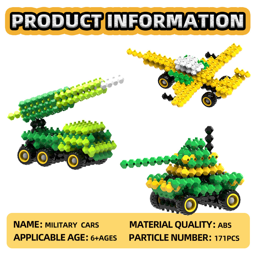 KADELE Ensemble de blocs de véhicule militaire, blocs de construction STEM extrêmement difficiles pour enfants, jouets de construction éducatifs 3 en 1 Micro 3D pour garçons et filles de 6 ans et plus (172 pièces)