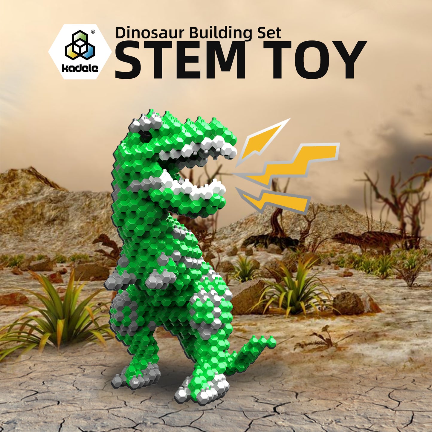Fun Dinosaur Building Set 421PCS, Green T-Rex Creative Educational Toys Boys Girls 8+, Animal Figures Building Kit Model Jurassic Dino Blocks Toy Dispaly Present for Kids & Adults