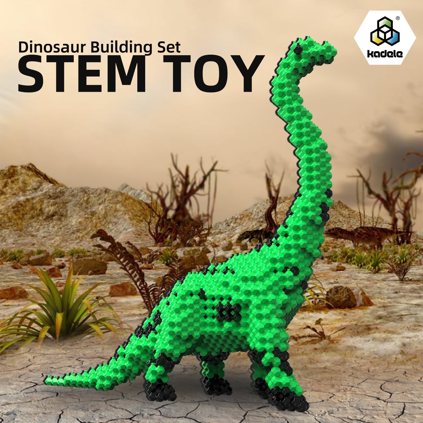 KADELE Fun Dinosaur Building Set 523PCS, Green Brachiosaurus Creative Educational Toys Boys Girls 8+, Animal Figures Building Kit Model Jurassic Dino Blocks Toy Dispaly Present for Kids Adults