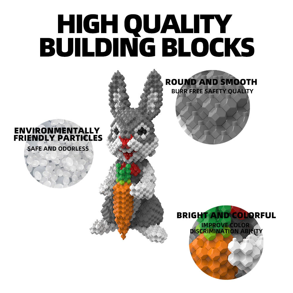KADELE Ensemble de construction d'animaux de Pâques en forme de lapin, blocs de construction STEM extrêmement difficiles pour adultes et enfants, jouets éducatifs micro 3D pour garçons et filles de 8 ans et plus (927 pièces)