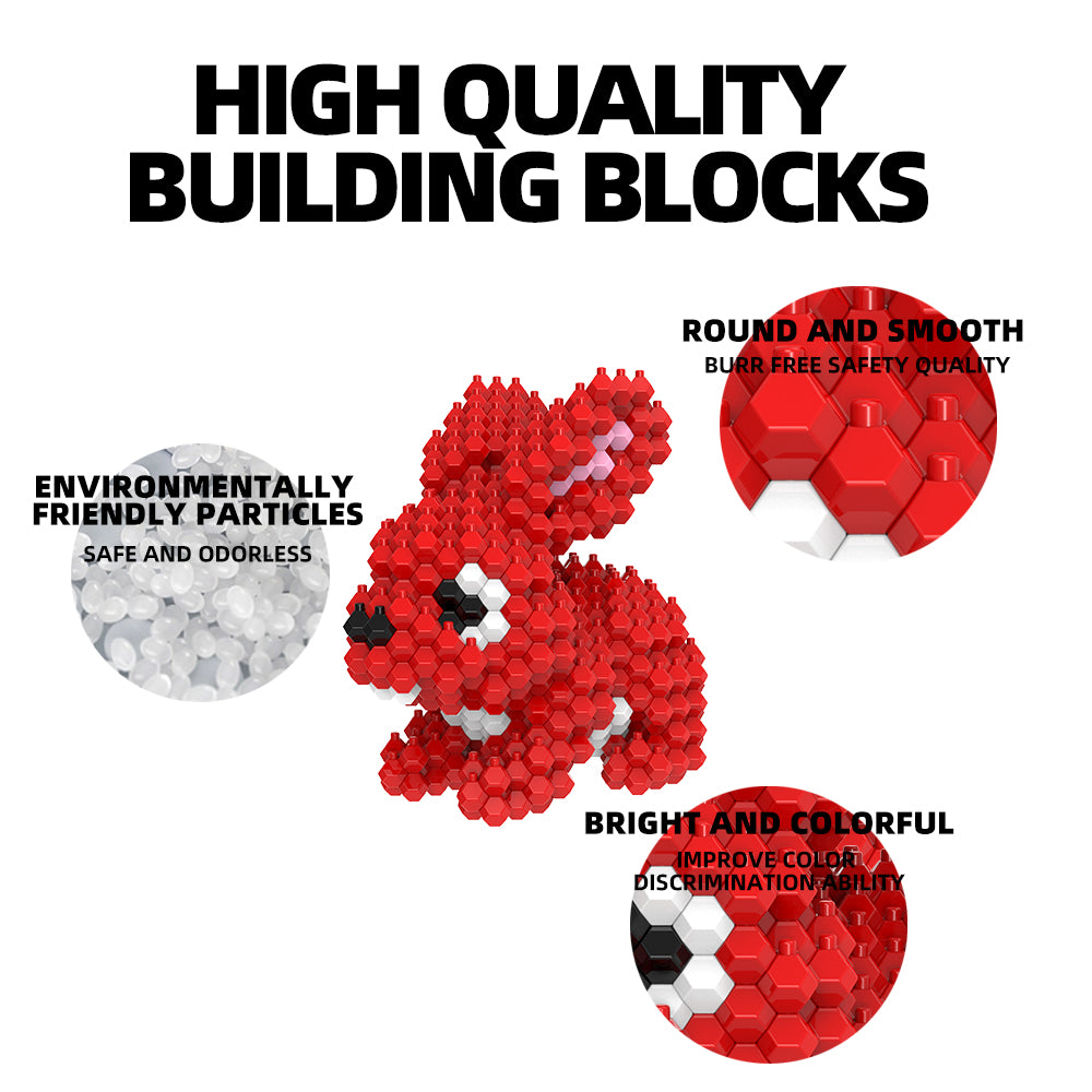 KADELE Ensemble de construction d'animaux de Pâques en forme de lapin, blocs de construction STEM extrêmement difficiles pour adultes et enfants, jouets éducatifs micro 3D pour garçons et filles à partir de 8 ans (265 pièces)