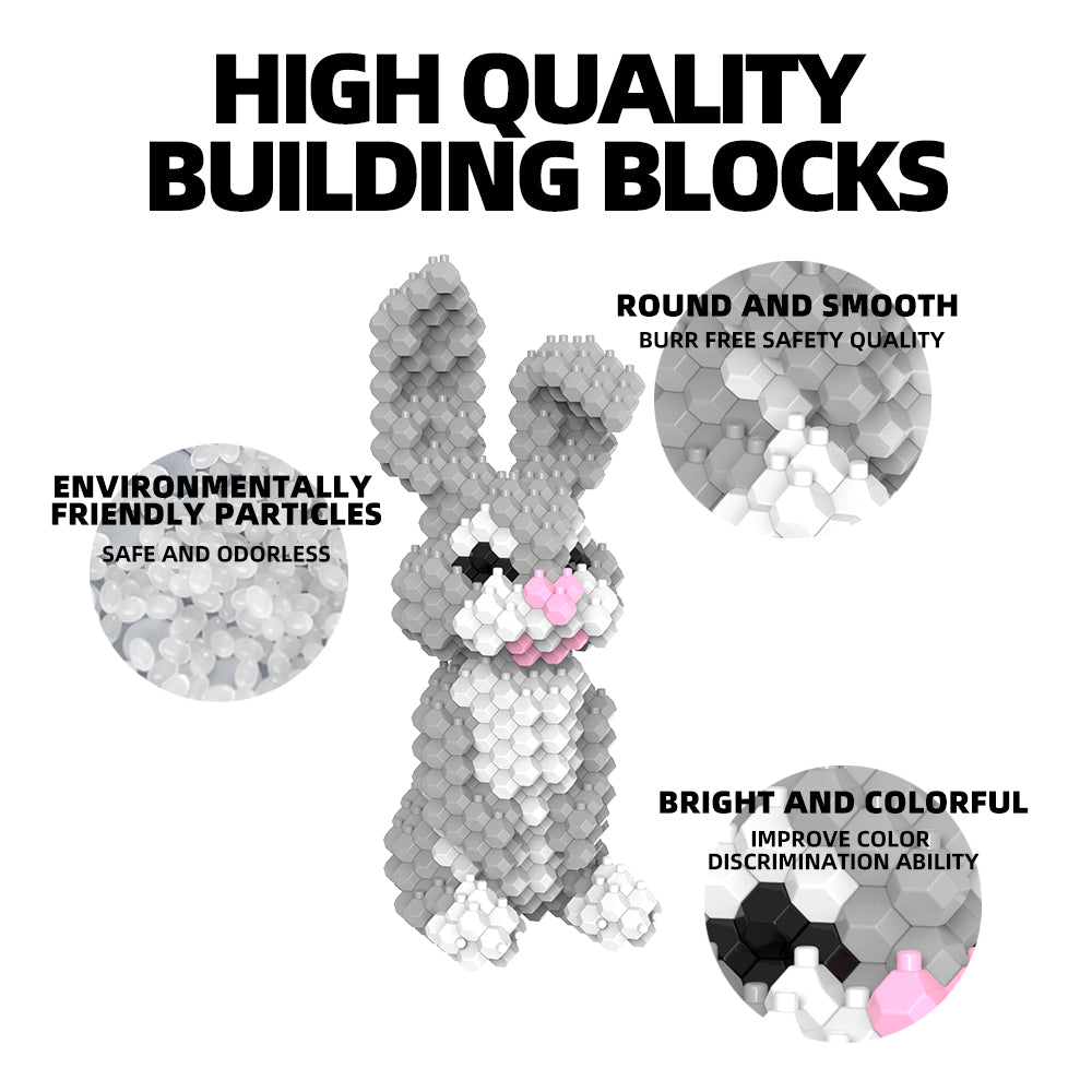 KADELE Ensemble de construction d'animaux en forme de lapin, blocs de construction STEM extrêmement difficiles pour adultes et enfants, jouets éducatifs micro 3D pour garçons et filles à partir de 8 ans pour enfants (305 pièces)