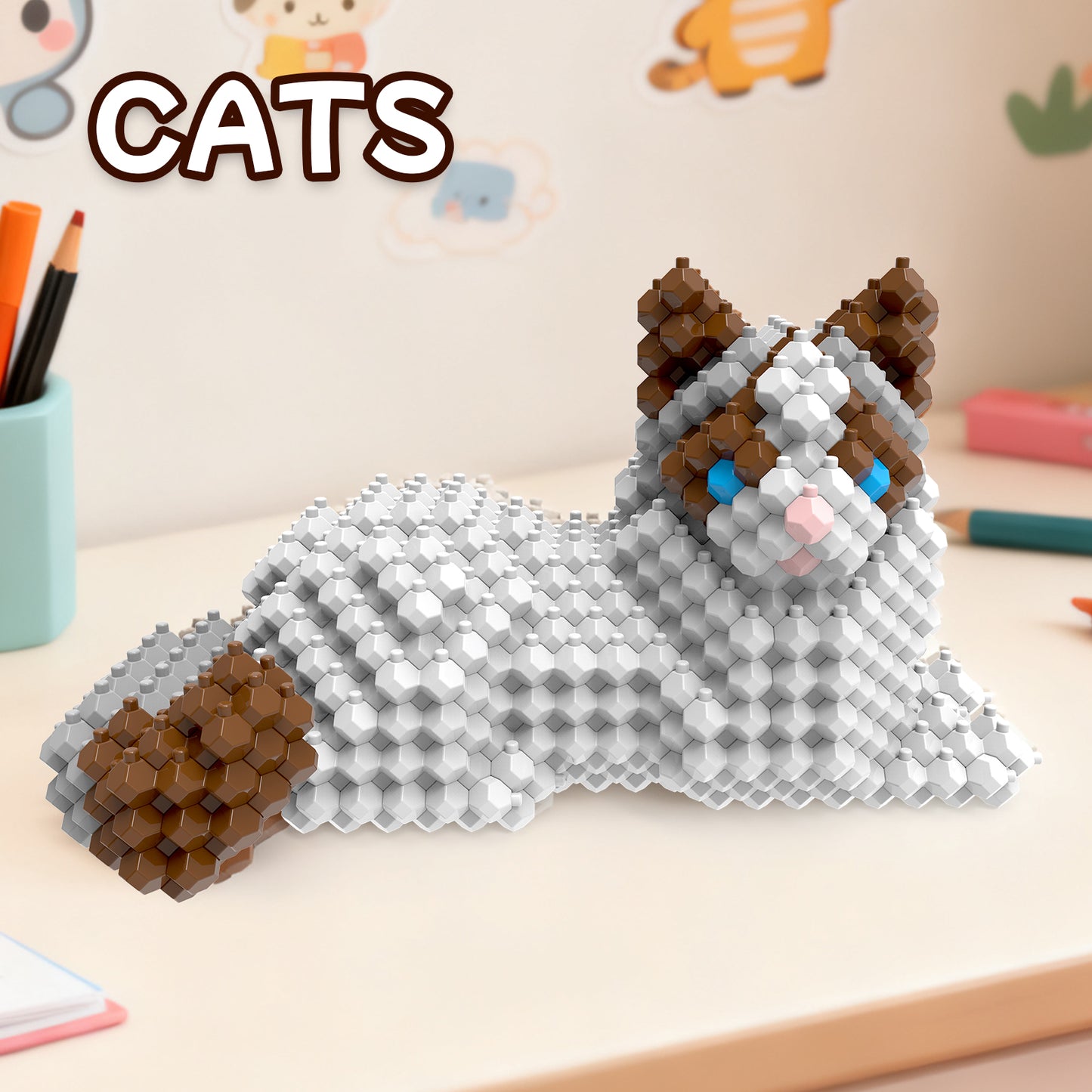 KADELE Ragdoll Building Animal Sets, Extremely Challenging STEM Building Blocks Decor for Adults Kids, Micro 3D Educational Toys for Boys Girls Ages 12 and Up, 347 Pieces