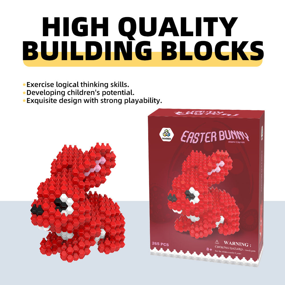 KADELE Ensemble de construction d'animaux de Pâques en forme de lapin, blocs de construction STEM extrêmement difficiles pour adultes et enfants, jouets éducatifs micro 3D pour garçons et filles à partir de 8 ans (265 pièces)