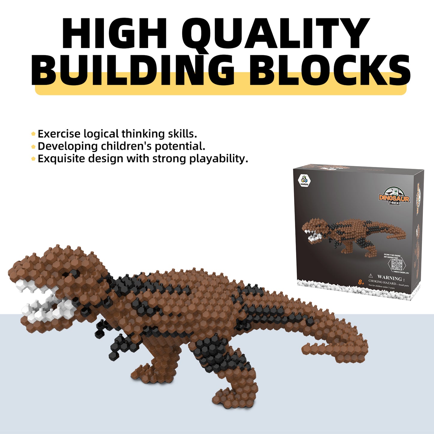 Fun Dinosaur Building Set 326 PCS, Tyrannosaurus rex Creative Educational Toys Boys Girls 8+, Animal Figures Building Kit Model Jurassic Dino Blocks Toy Dispaly Present for Kids Adults