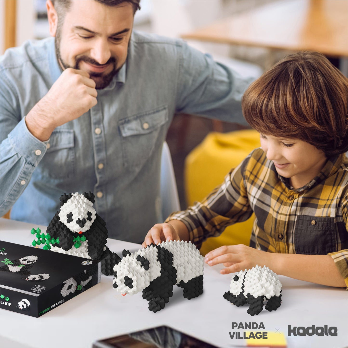 KADELE Panda Building Animal Sets, Extremely Challenging STEM Building Blocks Decor for Adults Kids, Micro 3D Educational Toys for Boys Girls Ages 12 and Up, Panda Village (917 Pieces)