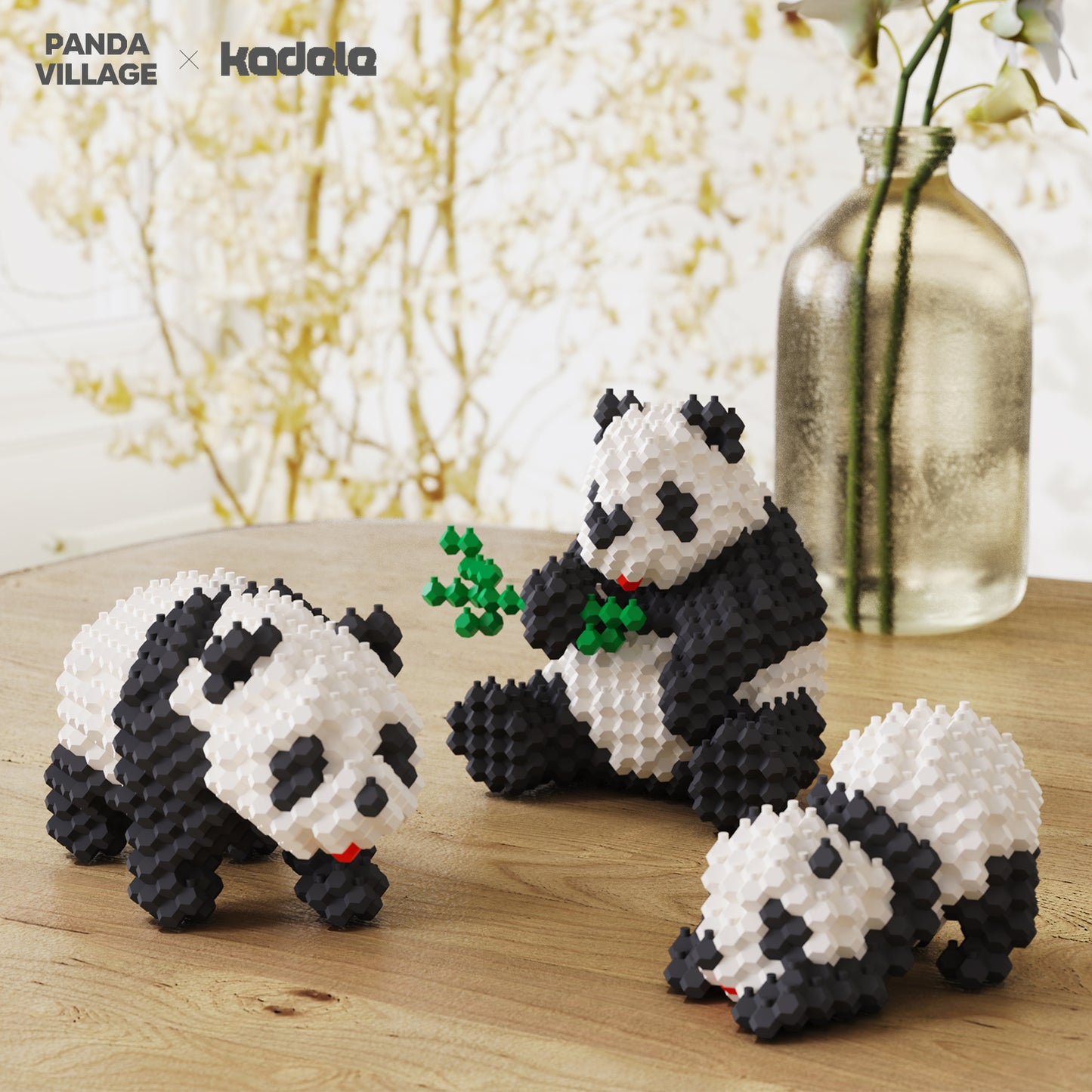 KADELE Panda Ensembles de construction d'animaux, blocs de construction STEM extrêmement difficiles pour adultes et enfants, jouets éducatifs micro 3D pour garçons et filles de 12 ans et plus, Panda Village (917 pièces)