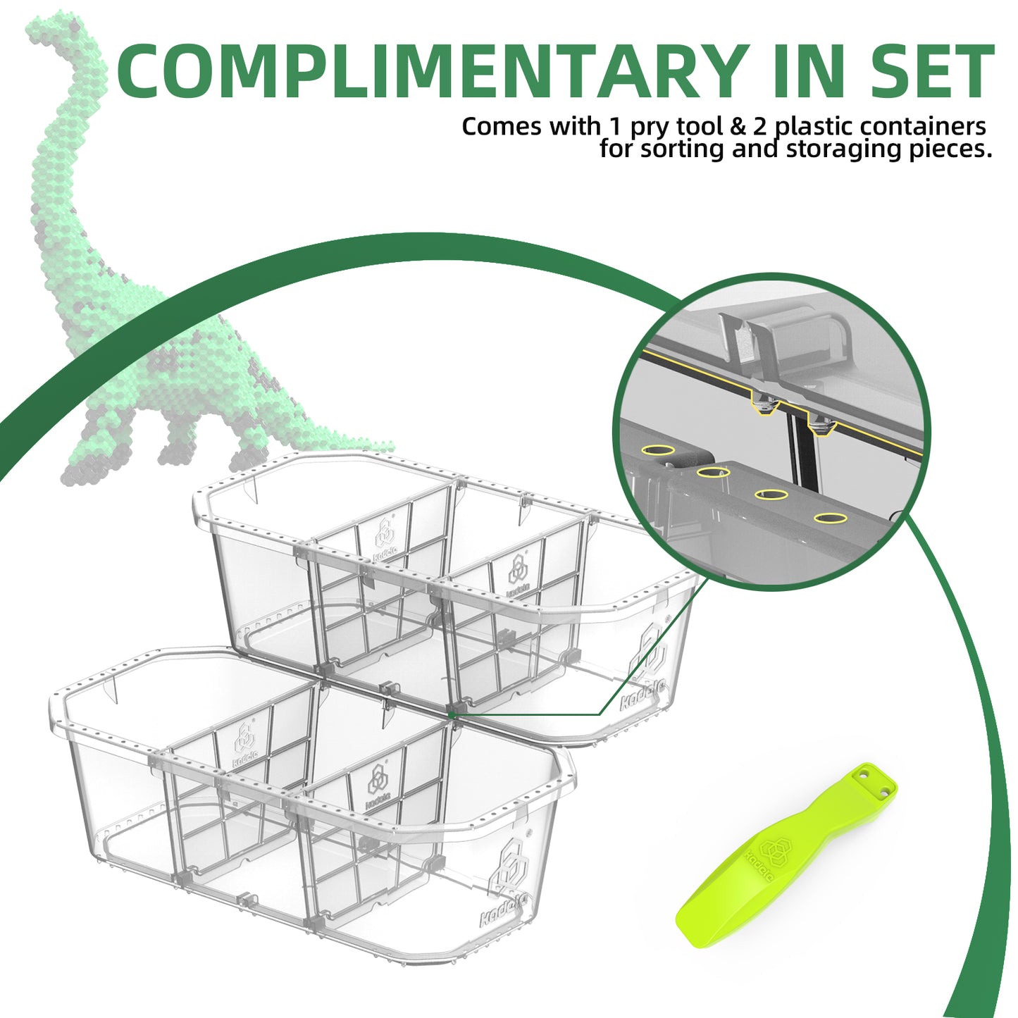 KADELE Fun Dinosaur Building Set 523PCS, Green Brachiosaurus Creative Educational Toys Boys Girls 8+, Animal Figures Building Kit Model Jurassic Dino Blocks Toy Dispaly Present for Kids Adults