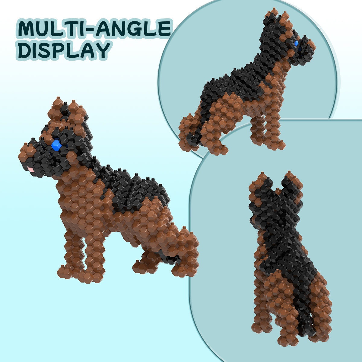 KADELE Dog Building Animal Sets, Extremely Challenging STEM Building Blocks Decor for Adults Kids, Micro 3D Educational Toys for Boys Girls Ages 12 and Up,German Shepherd