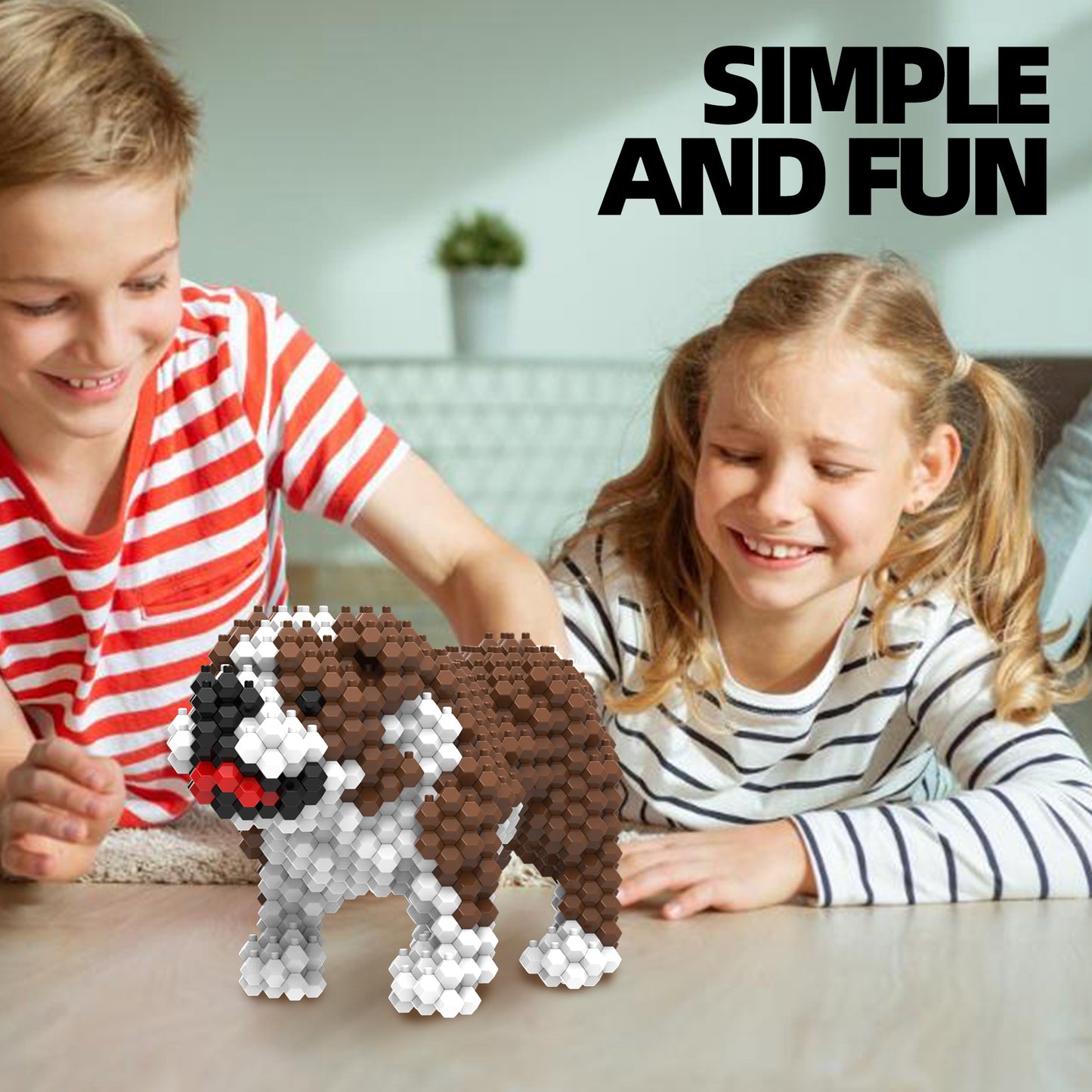KADELE Ensemble de construction de chien mignon, blocs de construction STEM extrêmement difficiles pour adultes et enfants, jouets éducatifs micro 3D pour garçons et filles à partir de 8 ans, bouledogue