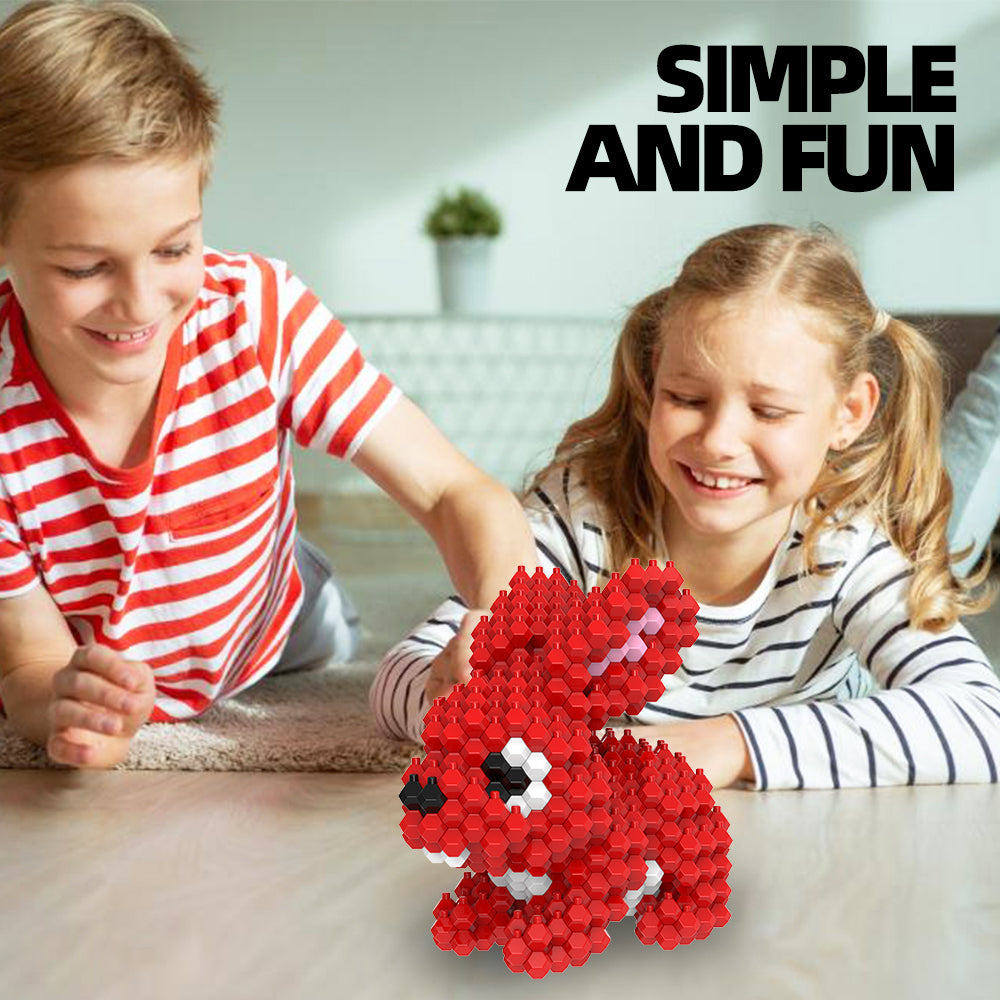 KADELE Ensemble de construction d'animaux de Pâques en forme de lapin, blocs de construction STEM extrêmement difficiles pour adultes et enfants, jouets éducatifs micro 3D pour garçons et filles à partir de 8 ans (265 pièces)