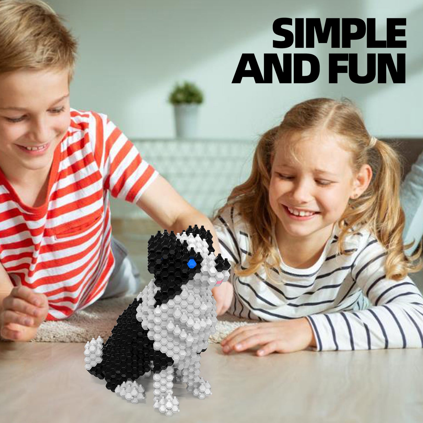 KADELE Ensemble de construction de chien mignon, blocs de construction STEM extrêmement difficiles, décoration pour adultes et enfants, micro jouets éducatifs 3D pour garçons et filles de 8 ans et plus, Border Collie