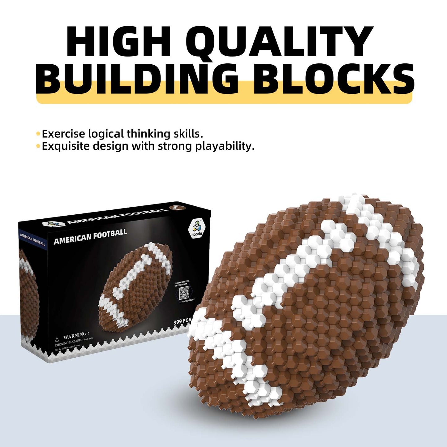Ensemble de blocs de football KADELE, décoration de blocs STEM stimulants pour adultes, jouets éducatifs miniatures 3D pour 14, 15, 16 ans et plus (399 pièces)