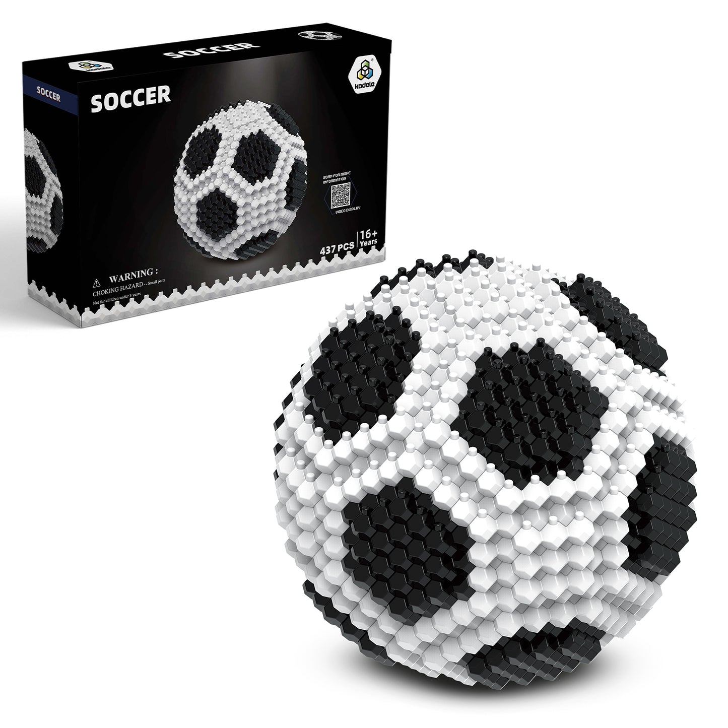 KADELE Soccer Ball Building Block Set, Adults' challenging STEM Block Decorations, Miniature 3D Educational Toys (437 Pieces)