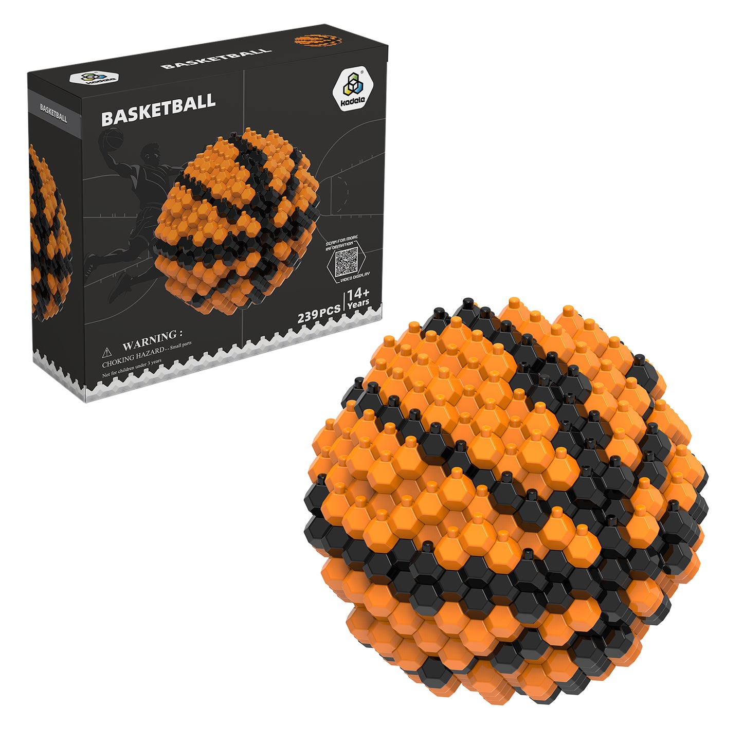 Mini Basketball Building Block Toy – 239PCS 3D Puzzle Ball for Teens and Adults, Creative Sports Gift for Boys, Girls, Collectors – Kadele Brick Set for Display or Play