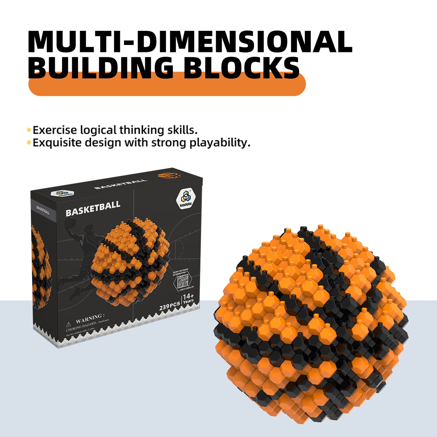 Mini Basketball Building Block Toy – 239PCS 3D Puzzle Ball for Teens and Adults, Creative Sports Gift for Boys, Girls, Collectors – Kadele Brick Set for Display or Play