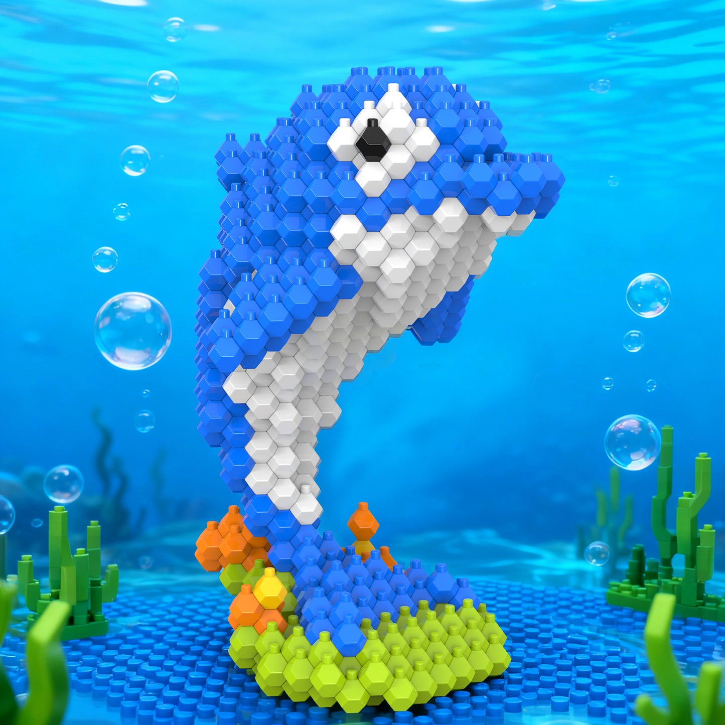 KADELE Dolphin Building Block Toy, 215 Piece Challenging STEM Block Decoration Experience, Durable ABS Miniature 3D Model for Ages 12+ & Stress-Relief Hobby for Teens and Adults