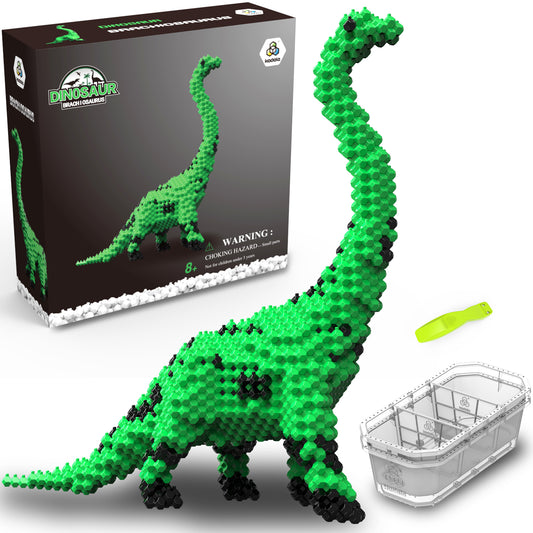 KADELE Fun Dinosaur Building Set 523PCS, Green Brachiosaurus Creative Educational Toys Boys Girls 8+, Animal Figures Building Kit Model Jurassic Dino Blocks Toy Dispaly Present for Kids Adults