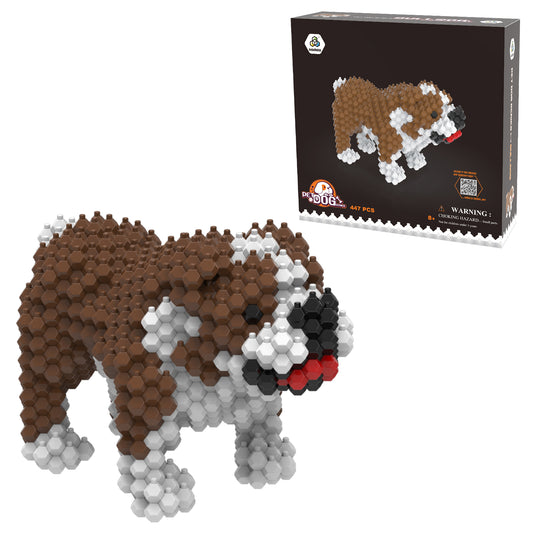 KADELE Ensemble de construction de chien mignon, blocs de construction STEM extrêmement difficiles pour adultes et enfants, jouets éducatifs micro 3D pour garçons et filles à partir de 8 ans, bouledogue 