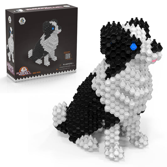 KADELE Ensemble de construction de chien mignon, blocs de construction STEM extrêmement difficiles, décoration pour adultes et enfants, micro jouets éducatifs 3D pour garçons et filles de 8 ans et plus, Border Collie 
