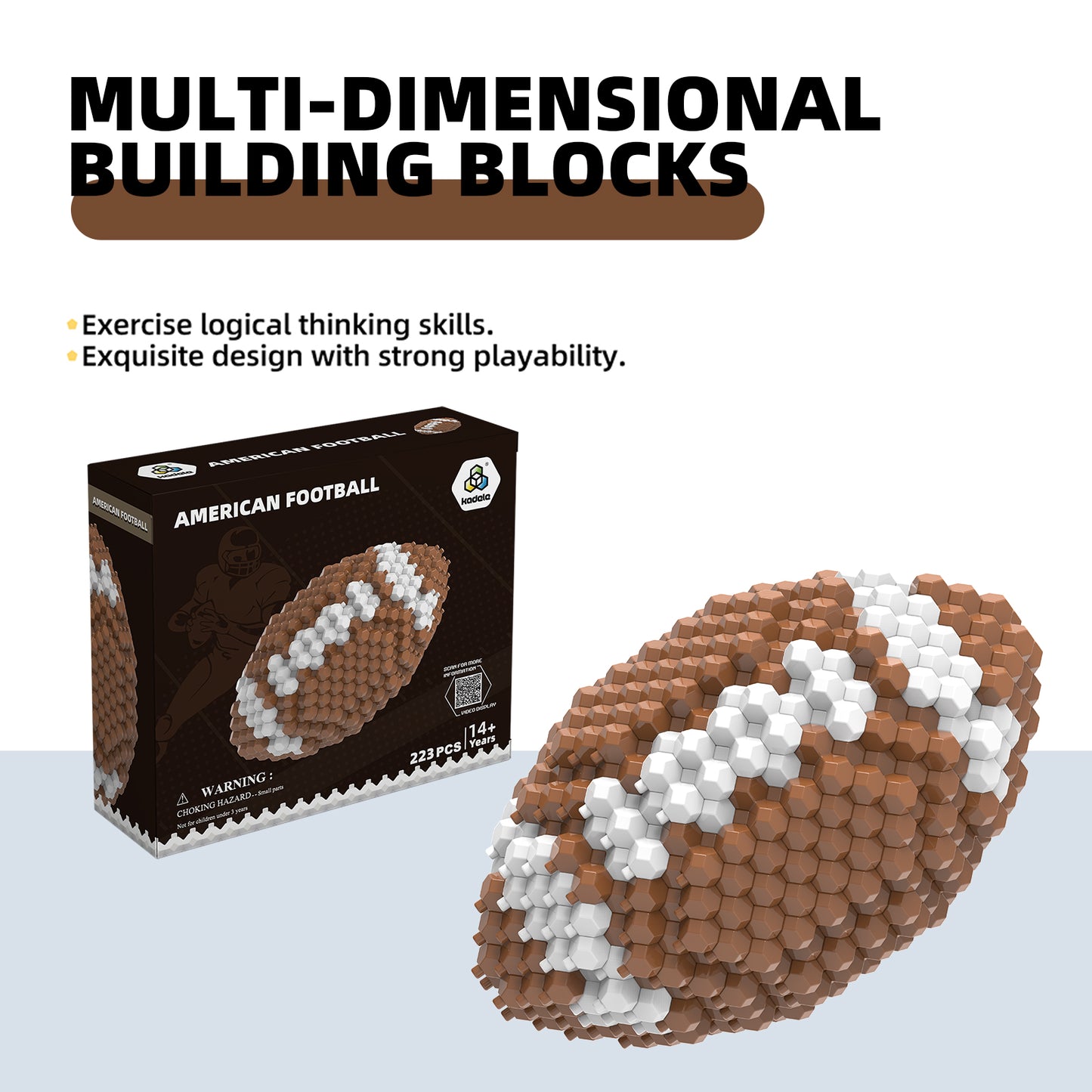 Football Block Set, Adults challenging STEM Block Decoration, Miniature 3D Educational Toys for 14 Years and Above, (223 Pieces)