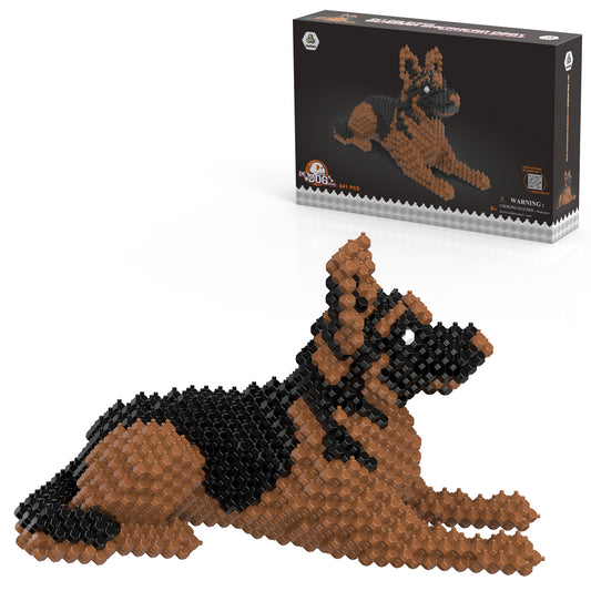KADELE Ensemble de construction de chien mignon, blocs de construction STEM extrêmement difficiles pour adultes et enfants, micro jouets éducatifs 3D pour garçons et filles à partir de 8 ans, berger allemand 