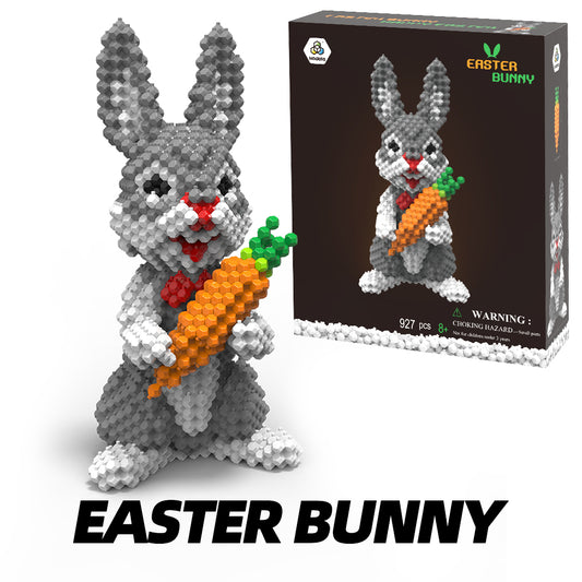 KADELE Ensemble de construction d'animaux de Pâques en forme de lapin, blocs de construction STEM extrêmement difficiles pour adultes et enfants, jouets éducatifs micro 3D pour garçons et filles de 8 ans et plus (927 pièces)