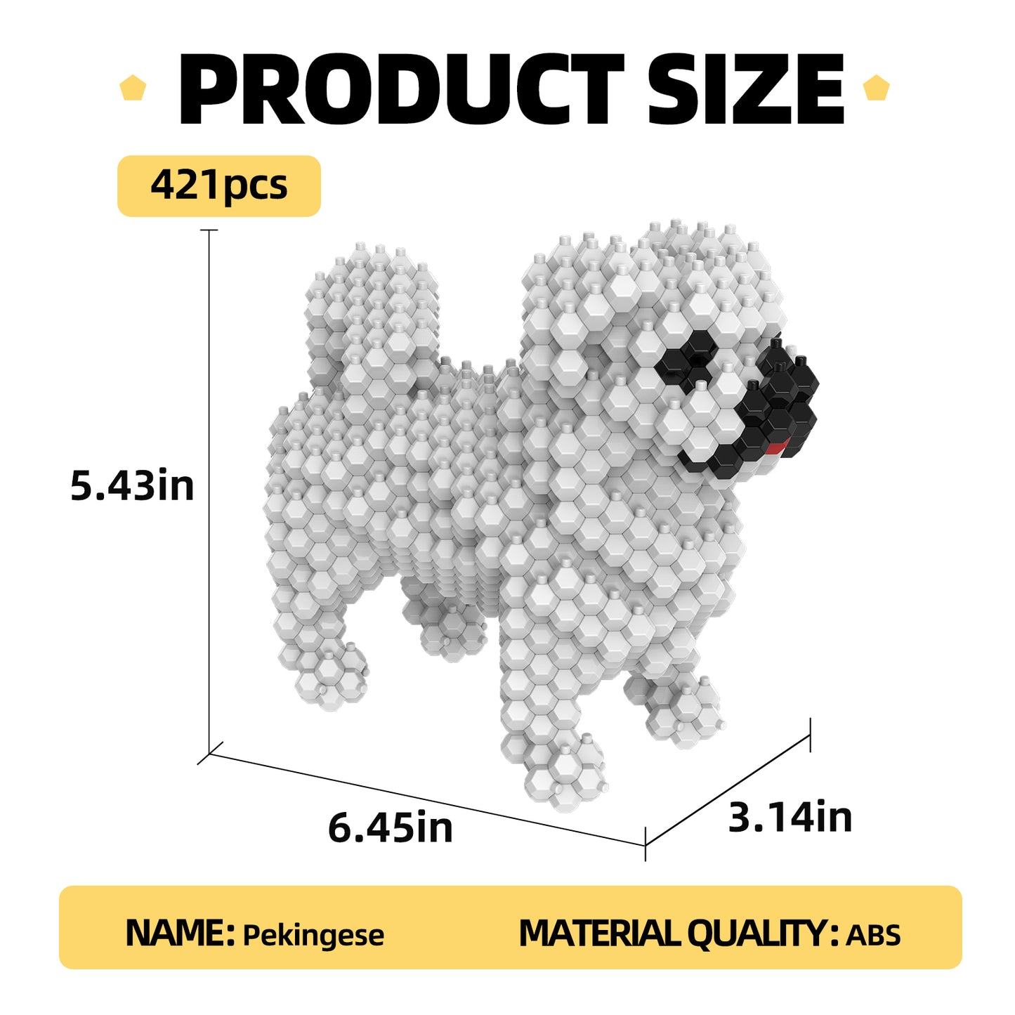KADELE Ensemble de construction de chien mignon, blocs de construction STEM extrêmement difficiles pour adultes et enfants, micro jouets éducatifs 3D pour garçons et filles de 8 ans et plus, pékinois (421 pièces) 
