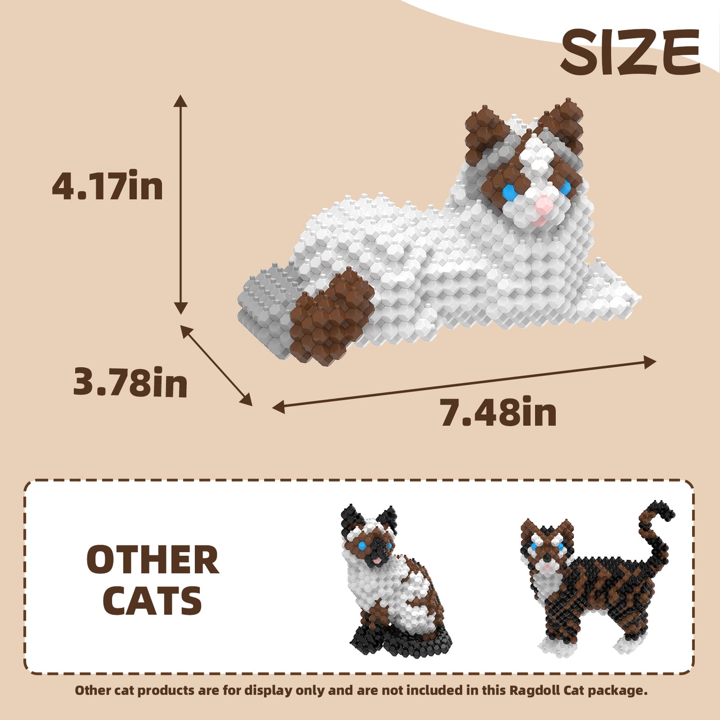 KADELE Ragdoll Building Animal Sets, Extremely Challenging STEM Building Blocks Decor for Adults Kids, Micro 3D Educational Toys for Boys Girls Ages 12 and Up, 347 Pieces